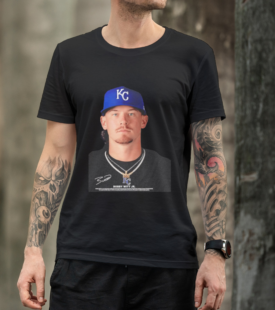 Bobby Witt Jr Kansas City Royals MLB Player Portrait Featuring KC Cap And Signature T-Shirt