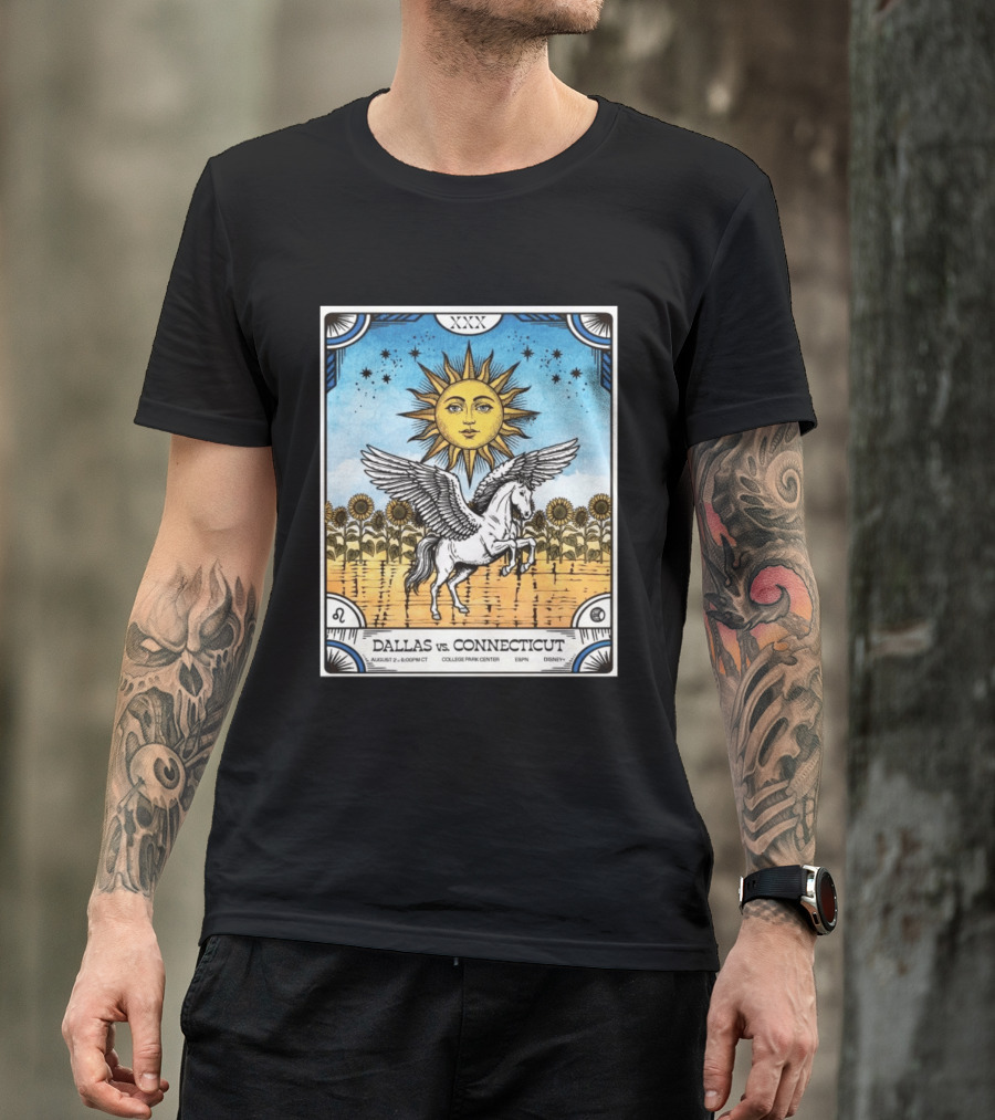 Dallas Vs Connecticut August 2 6pm CT College Park Center ESPN Disney Sunflower Pegasus Sun T-Shirt