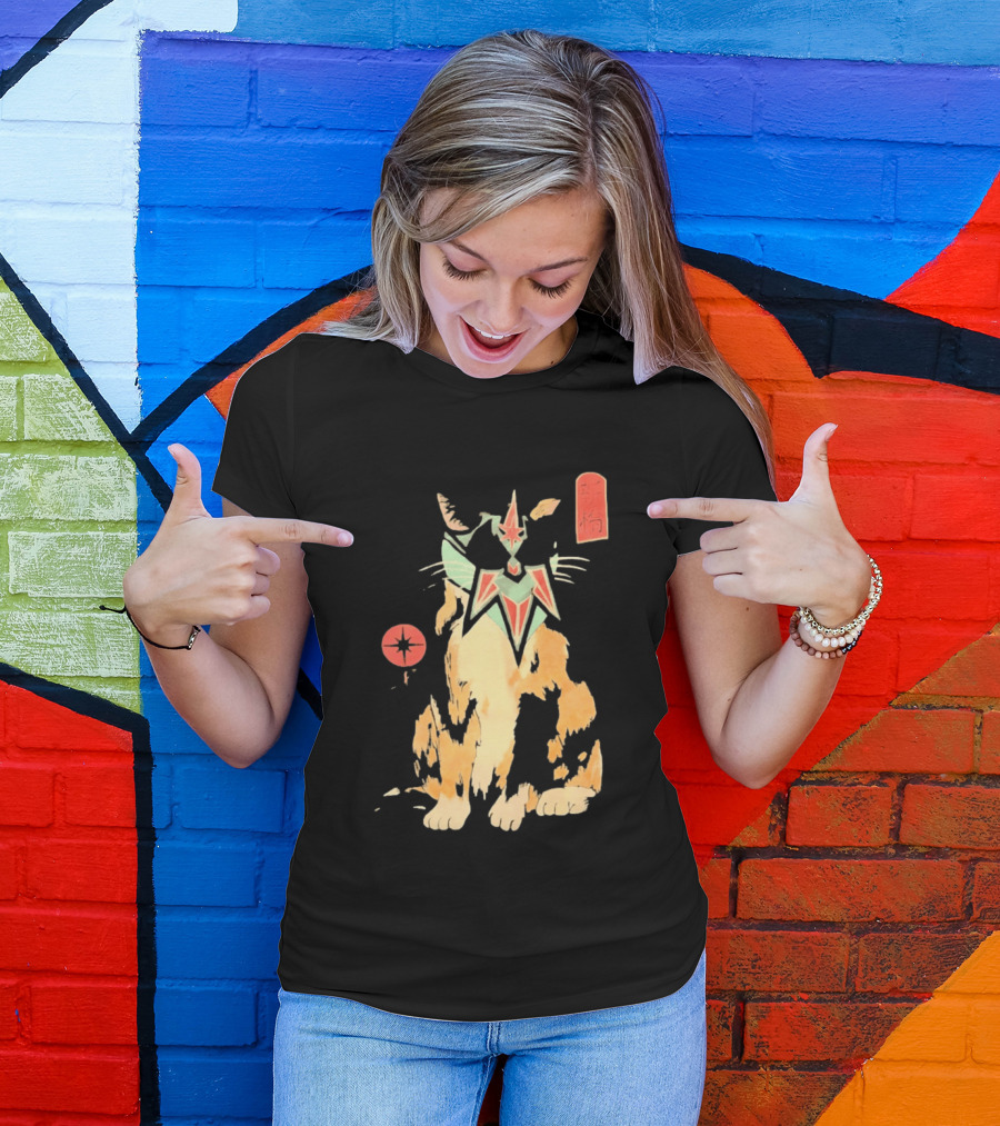 Shimbashi Masked Calico Cat Eastern Symbol And Star T-Shirt