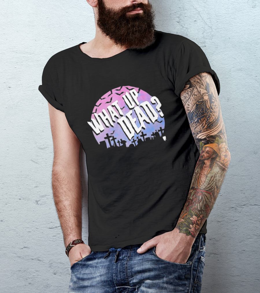 What Up Dead Graveyard Moon Bats Spooky T-Shirt