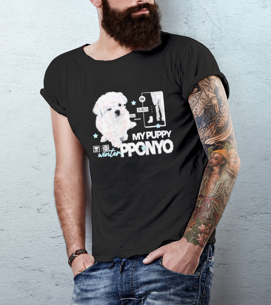 Winter Aespa My Puppy Pponyo KMJ Cute Dog T-Shirt