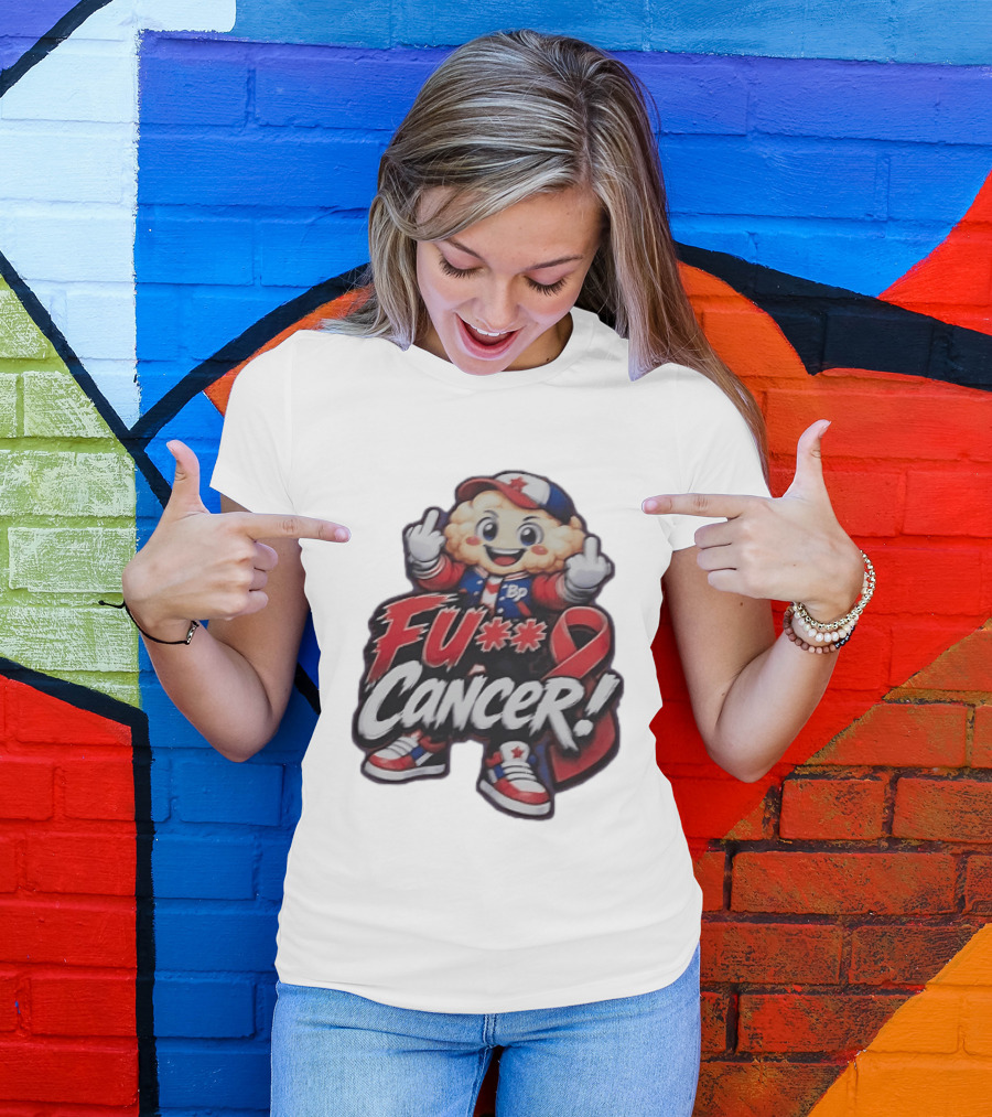 Fu Cancer BP Kid With Awareness Ribbon Support T-Shirt