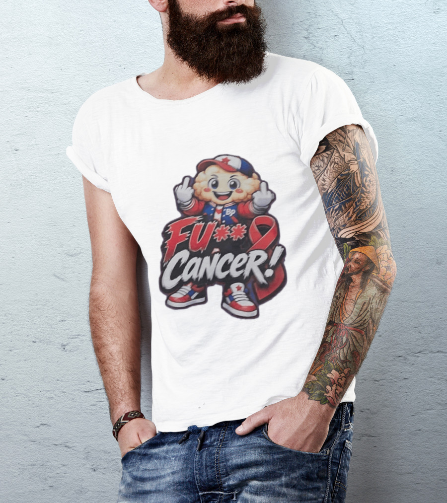 Fu Cancer BP Kid With Awareness Ribbon Support T-Shirt