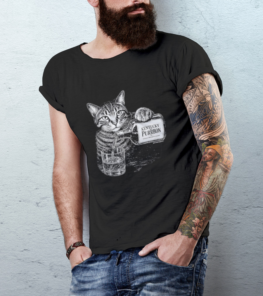 Kentucky Purrbon Cat Pouring Whiskey Bourbon T-Shirt