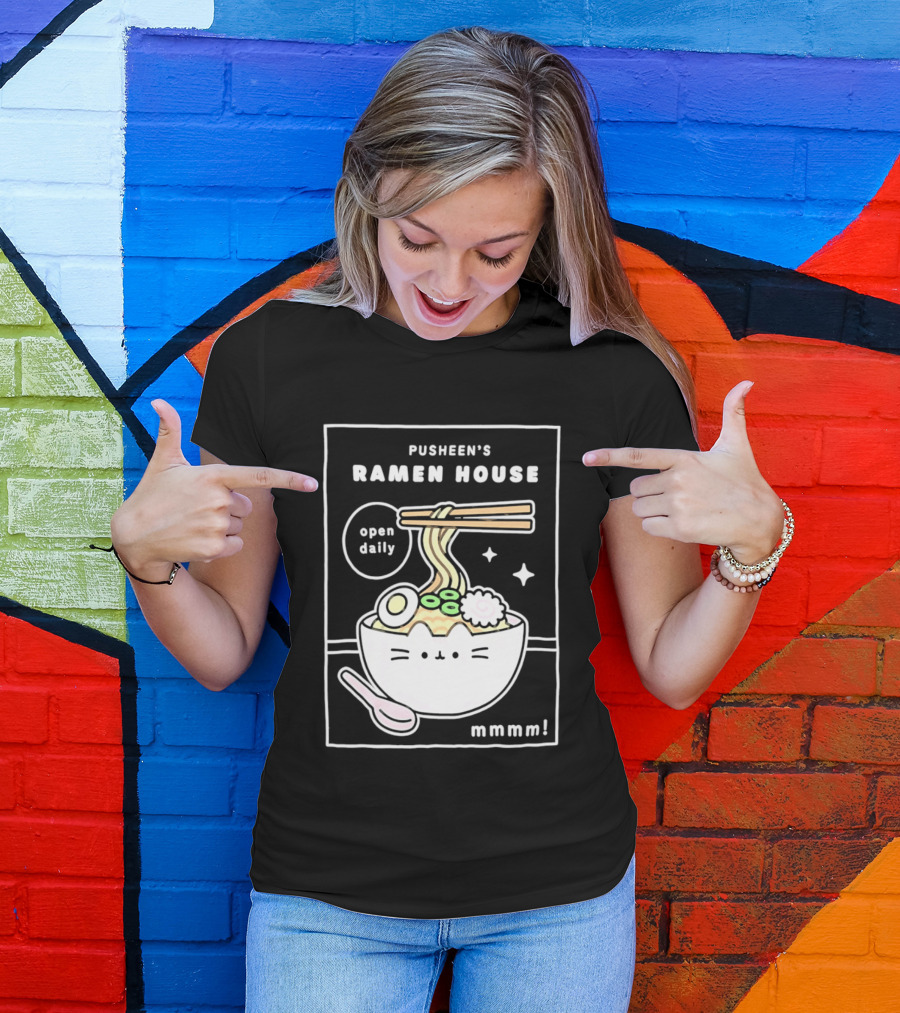 Pusheen's Ramen House Open Daily Noodles Kawaii Mmmm T-Shirt