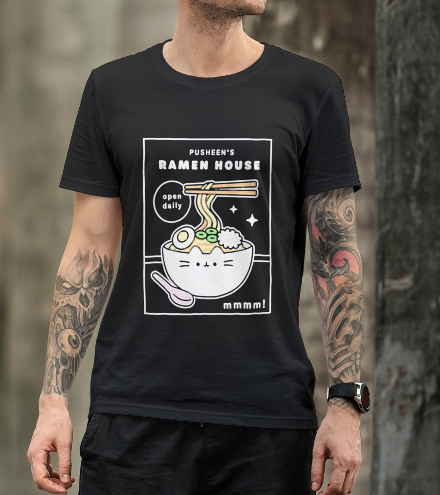 Pusheen's Ramen House Open Daily Noodles Kawaii Mmmm T-Shirt