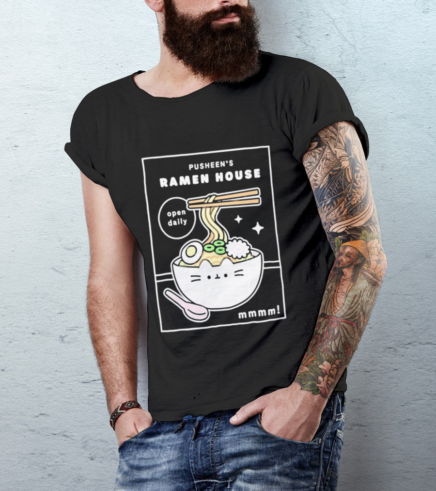 Pusheen's Ramen House Open Daily Noodles Kawaii Mmmm T-Shirt