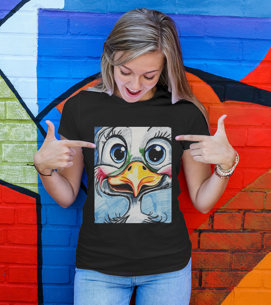 Swoopy The Charming Seagull By Viktor With Big Blue Eyes And Colorful Beak T-Shirt