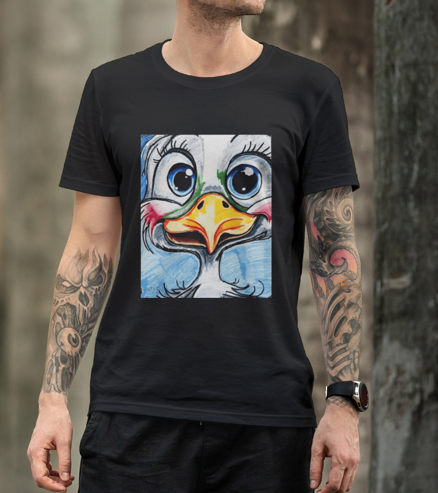 Swoopy The Charming Seagull By Viktor With Big Blue Eyes And Colorful Beak T-Shirt