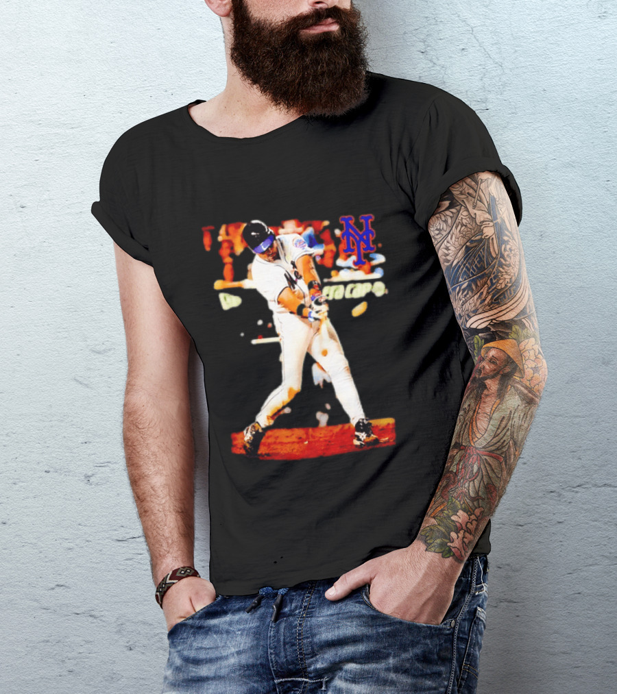 Mike Piazza New York Mets Batting Action MLB Player Swing T-Shirt