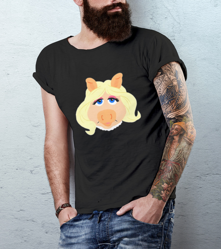Miss Piggy Iconic Jim Henson's Muppets Character Blonde Hair Blue Eyes T-Shirt