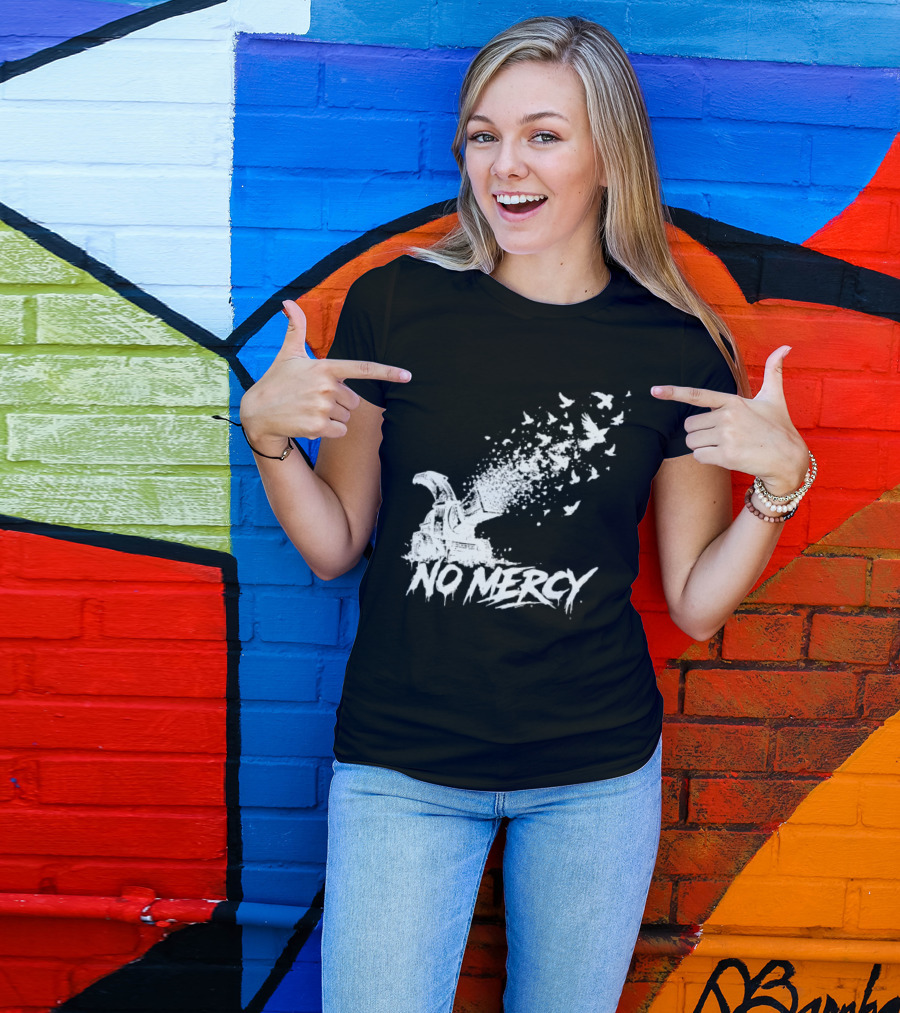 No Mercy Wood Chipper Bird Shredder T-Shirt