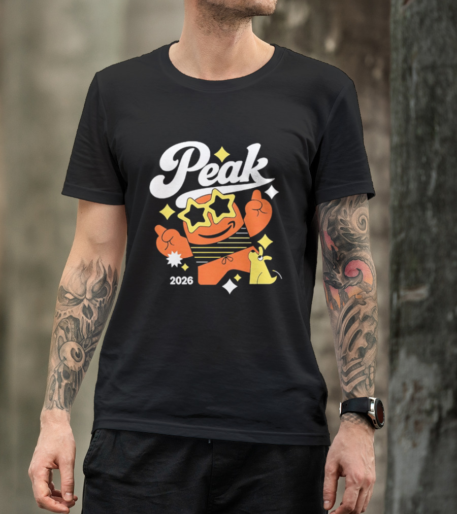 Peak 2026 Star Sunglasses Cartoon T-Shirt