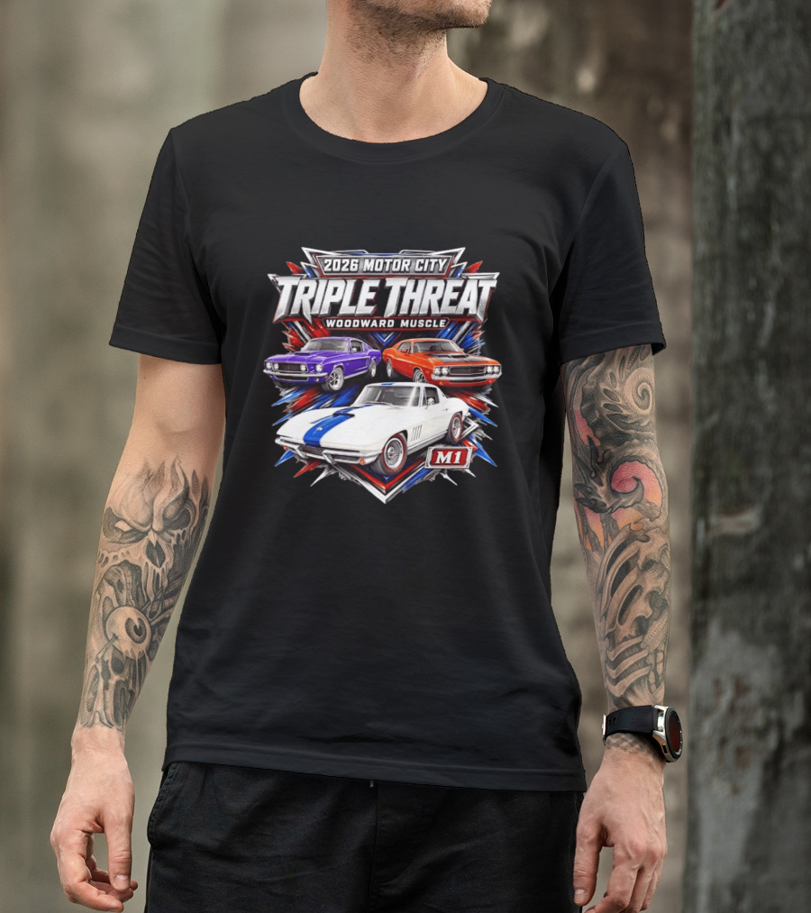2026 Motor City Woodward Muscle Triple Threat M1 T-Shirt