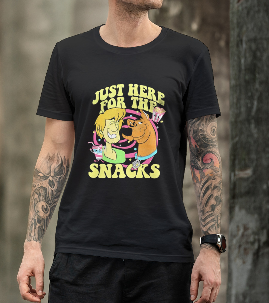 Scooby Doo Shaggy Just Here For The Snacks Popcorn Fun T-Shirt