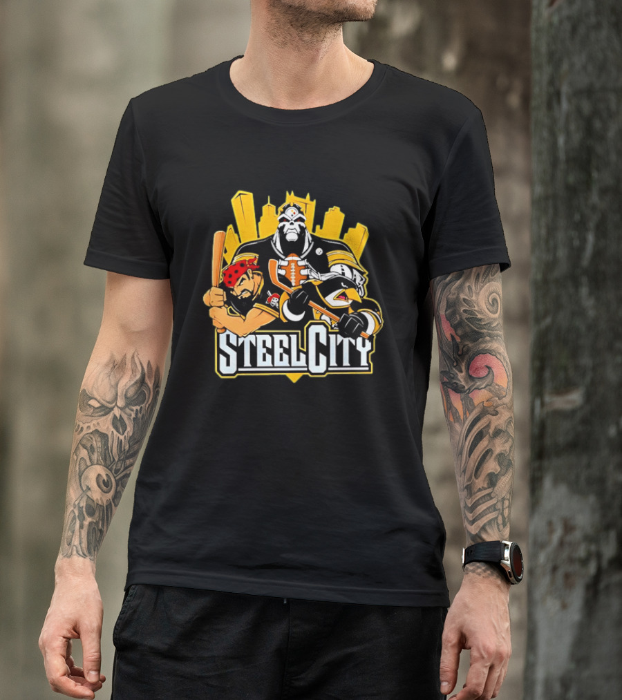 Steel City Pittsburgh Sports Teams Mascot Trio T-Shirt