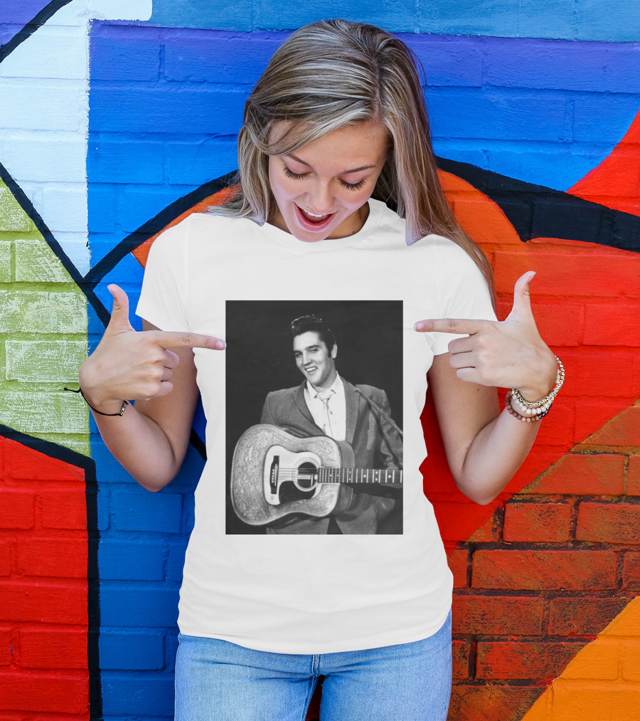 Elvis Presley Rock And Roll Iconic 1956 Style With Guitar T-Shirt