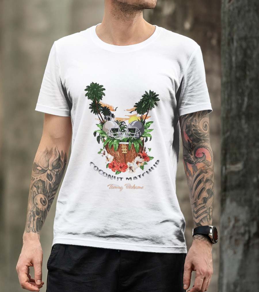 Tommy Bahama Coconut Matchup Football Tropical Palms Helmets Hibiscus T-Shirt