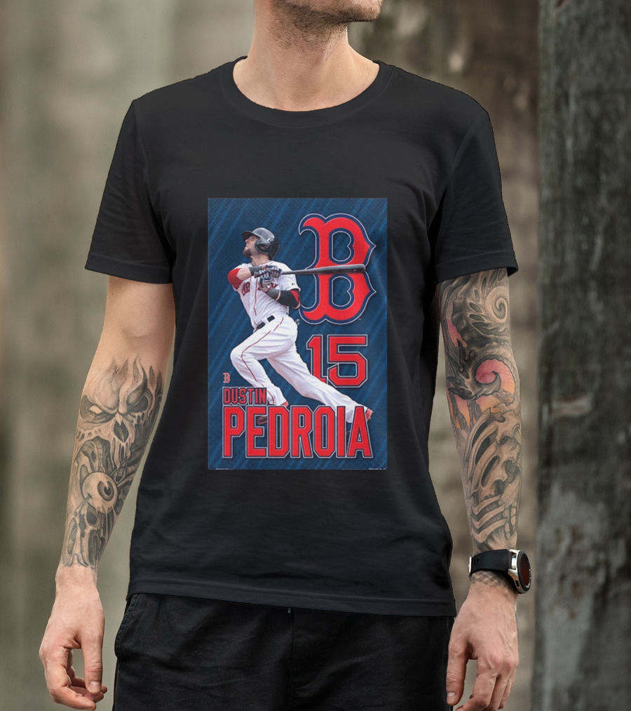 Dustin Pedroia Boston Red Sox 15 MLB Baseball Action T-Shirt