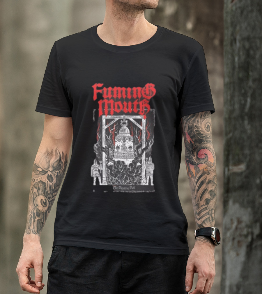 Fuming Mouth Grave Stench Bell Gothic T-Shirt