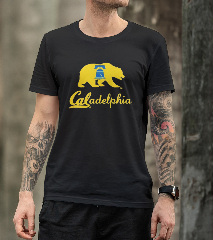 Caladelphia California Bear With Liberty Bell T-Shirt