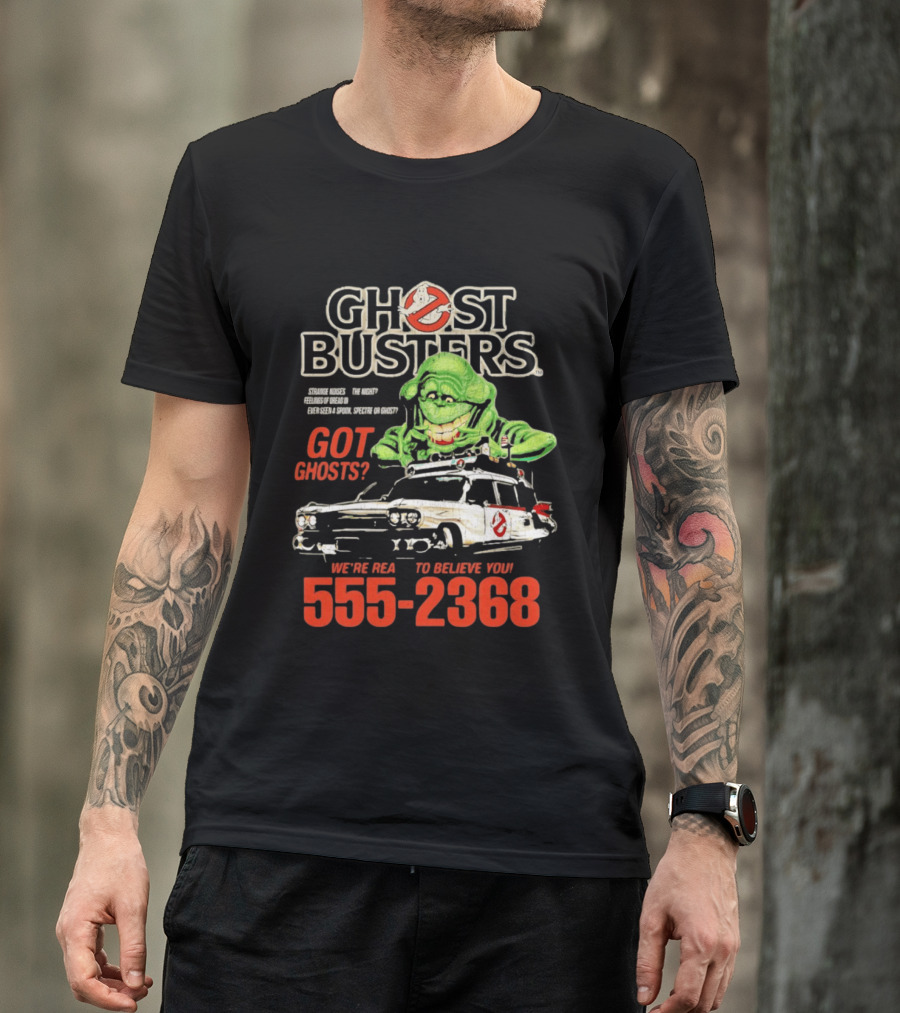 Ghostbusters Got Ghosts Ecto 1 Slimer We're Ready To Believe You 555 2368 T-Shirt