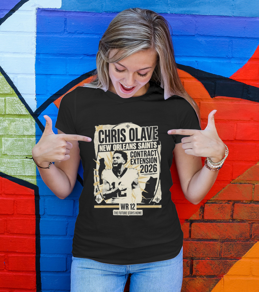 Chris Olave New Orleans Saints Contract Extension 2026 WR 12 The Future Stays Home T-Shirt