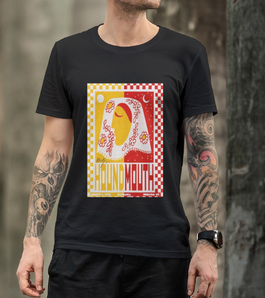 Houndmouth Concert Basilica Hudson NY August 4 2026 Moon Stars Flowers T-Shirt