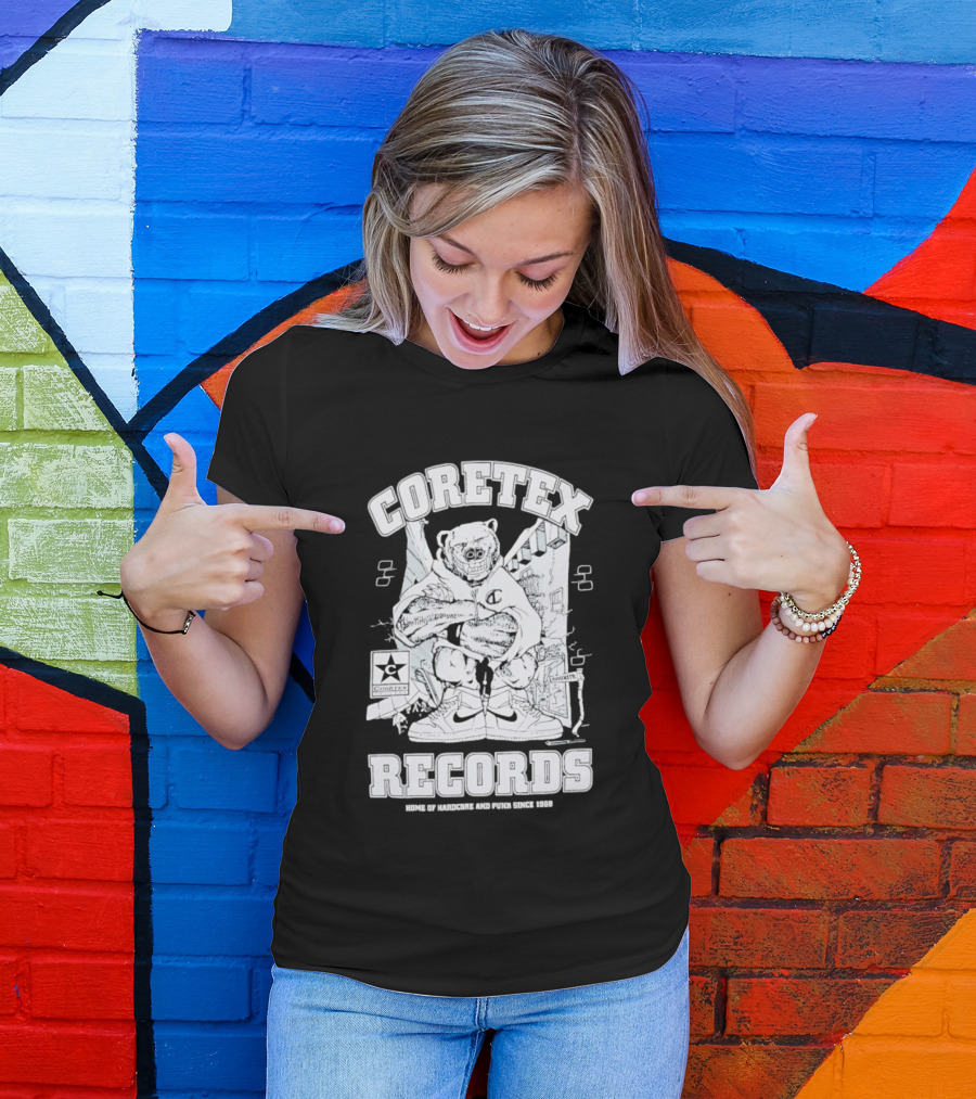 Coretex Records Home Of Hardcore And Punk Bear Illustration Since 1988 T-Shirt