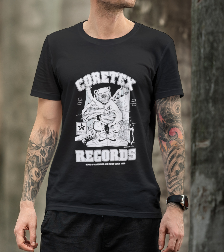 Coretex Records Home Of Hardcore And Punk Bear Illustration Since 1988 T-Shirt
