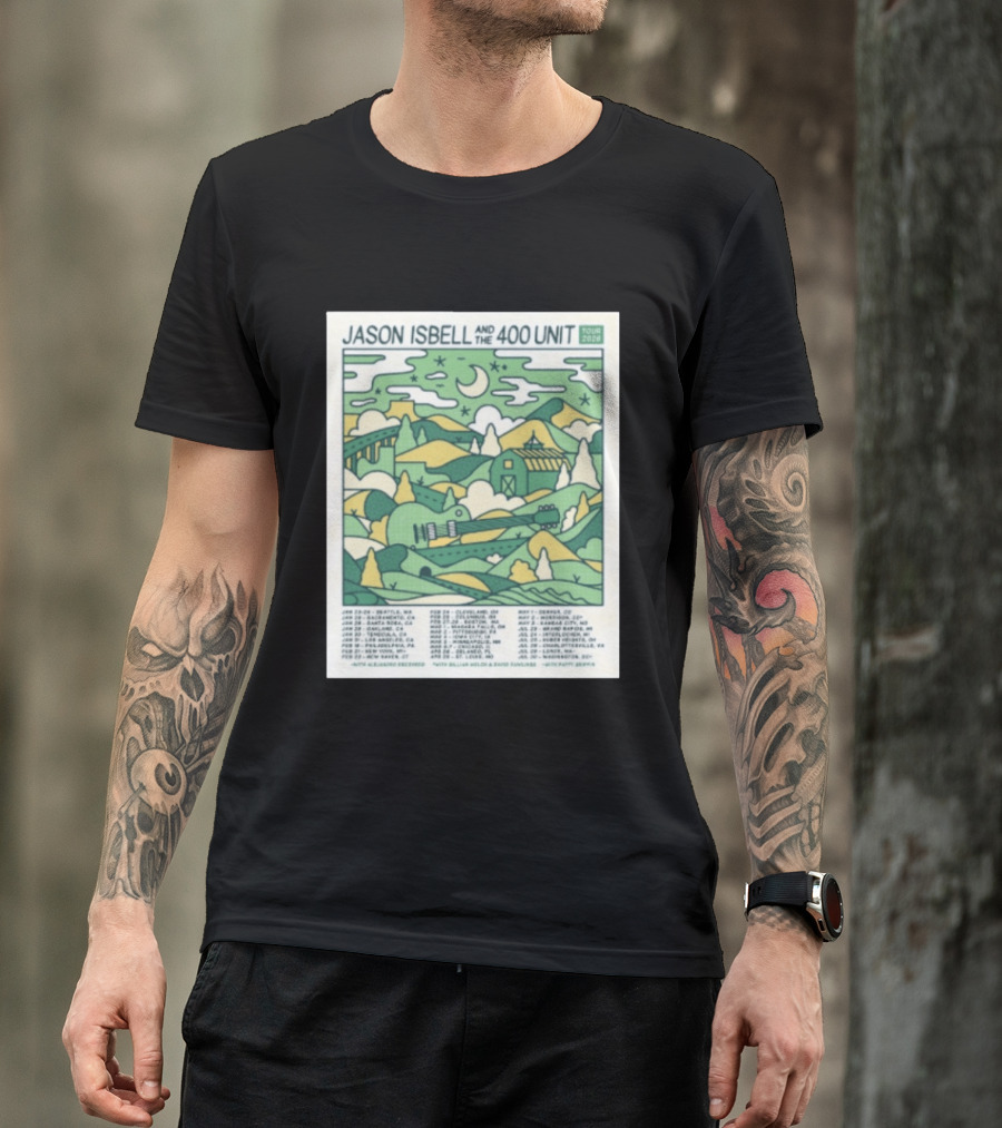 Jason Isbell And The 400 Unit Tour 2026 January 23 24 Seattle Wa Jan 26 Sacramento Ca Nostalgic 2026 Countryside Landscape T-Shirt