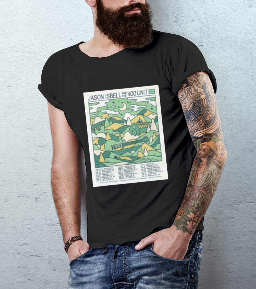Jason Isbell And The 400 Unit Tour 2026 January 23 24 Seattle Wa Jan 26 Sacramento Ca Nostalgic 2026 Countryside Landscape T-Shirt
