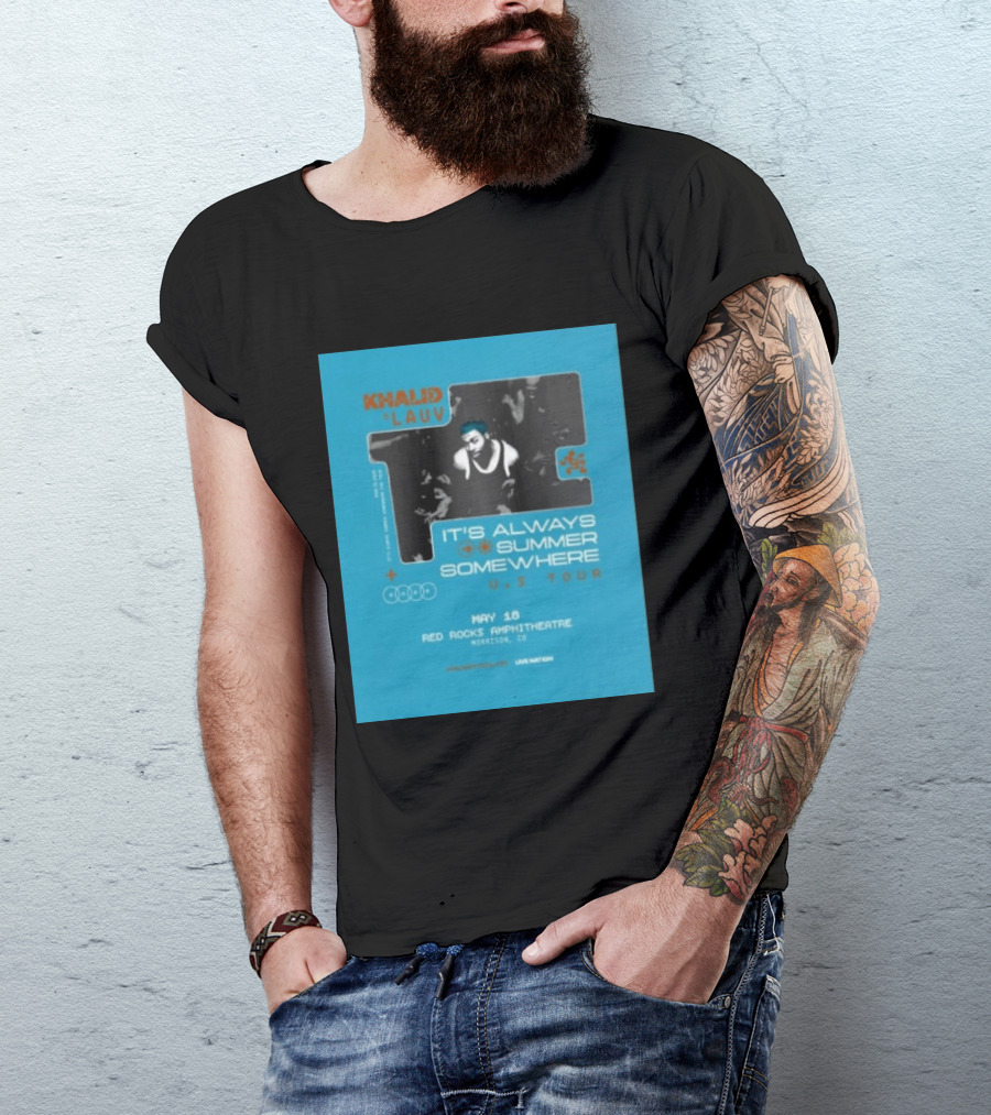 Khalid Lauv It's Always Summer Somewhere US Tour 2026 May 18 Red Rocks Amphitheatre Morrison CO Live Nation T-Shirt