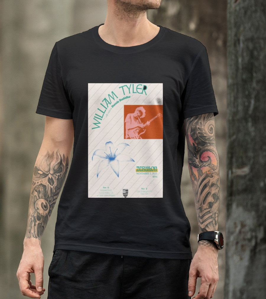 William Tyler Shazhad Shashidhar Zebulon California Concert November 5 6 7 2025 Mohave Gold Ojai Underground T-Shirt