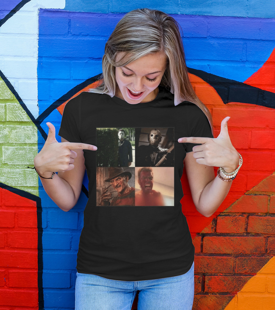 Perez Hilton Icons Horror Movie Legends Freddy Jason Michael Myers T-Shirt