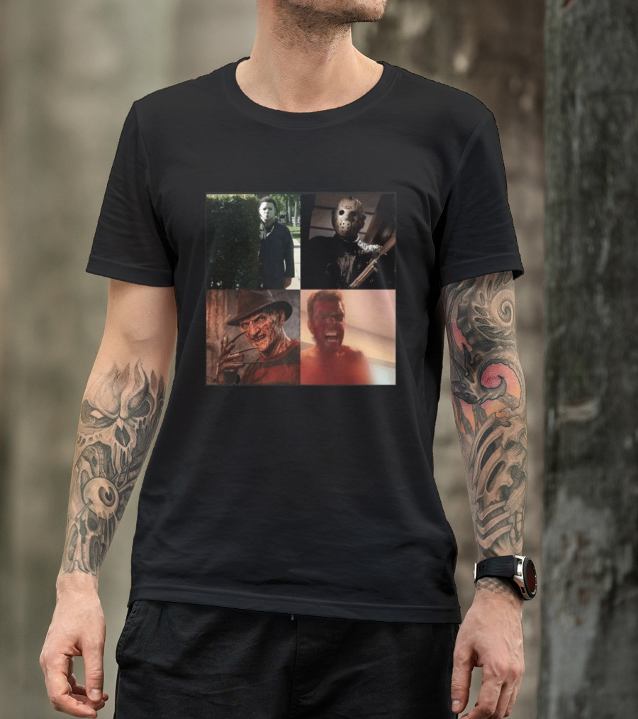 Perez Hilton Icons Horror Movie Legends Freddy Jason Michael Myers T-Shirt