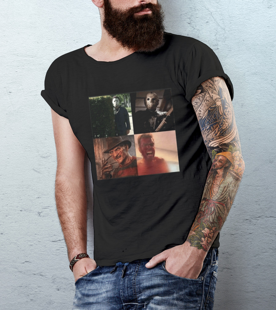 Perez Hilton Icons Horror Movie Legends Freddy Jason Michael Myers T-Shirt