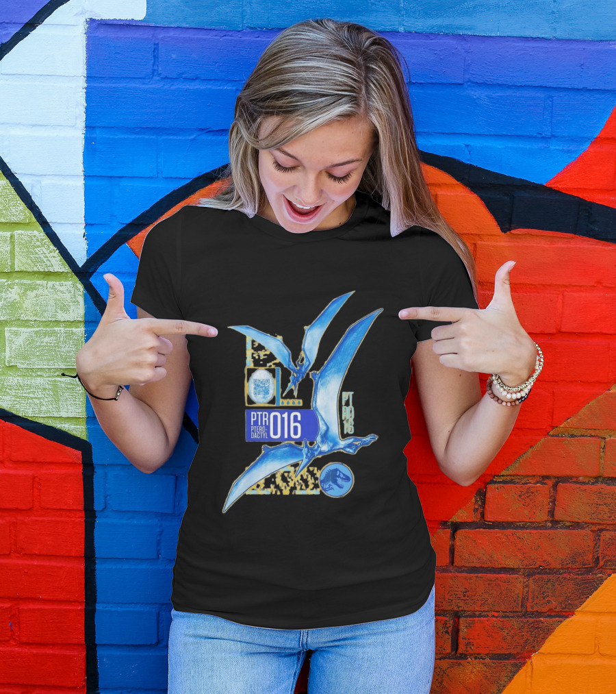 PTR 016 Pterodactyl Dinosaur Prehistoric QR Code Rex T-Shirt