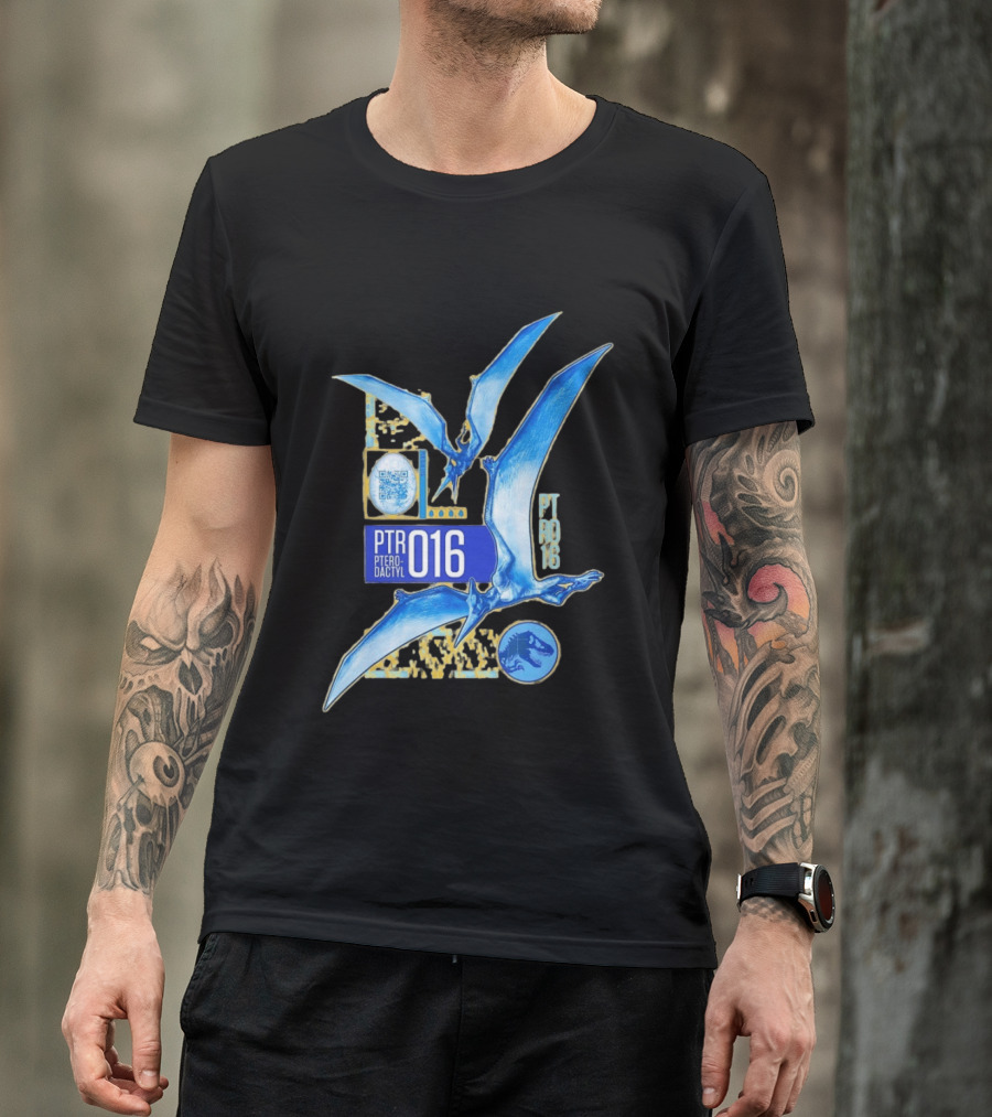PTR 016 Pterodactyl Dinosaur Prehistoric QR Code Rex T-Shirt