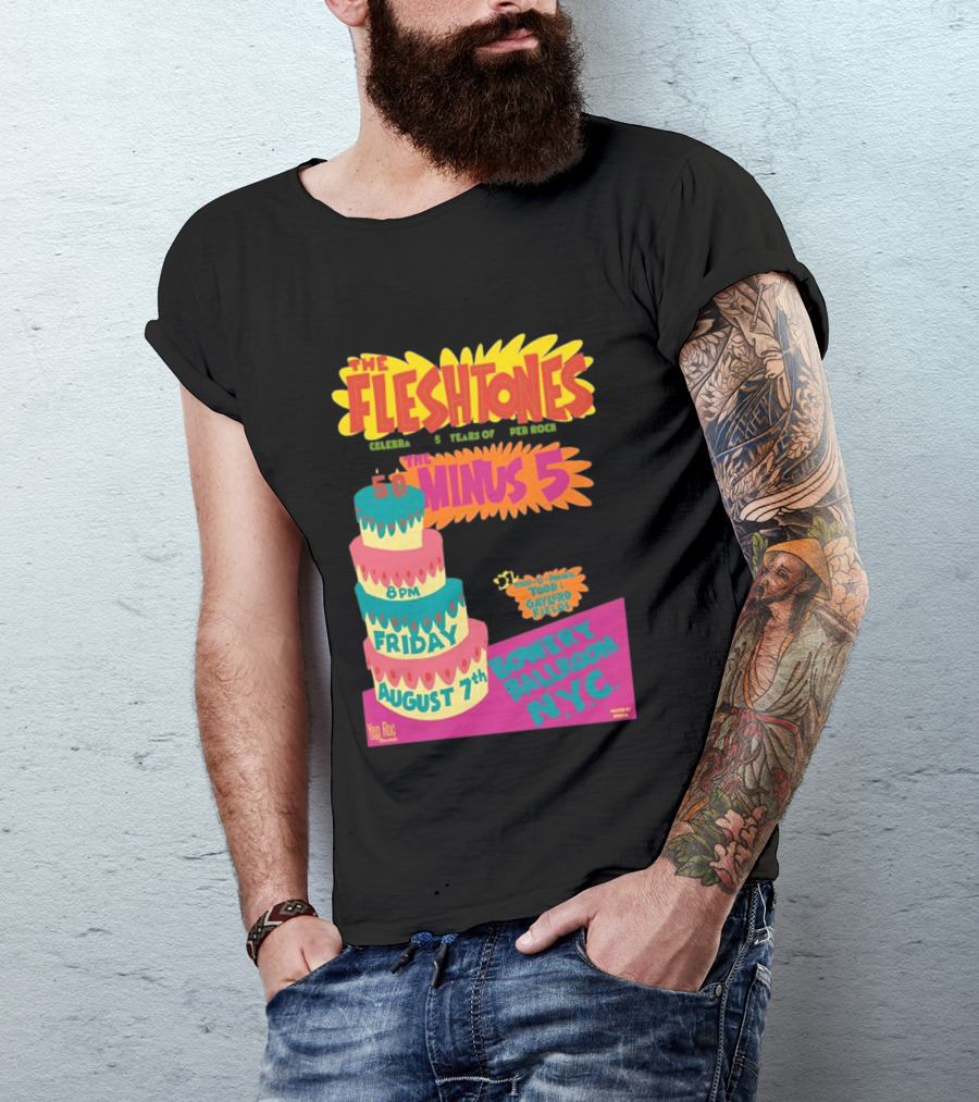 The Fleshtones And The Minus 5 Bowery Ballroom NYC August 7 Todd Gayford Fellers 2026 T-Shirt