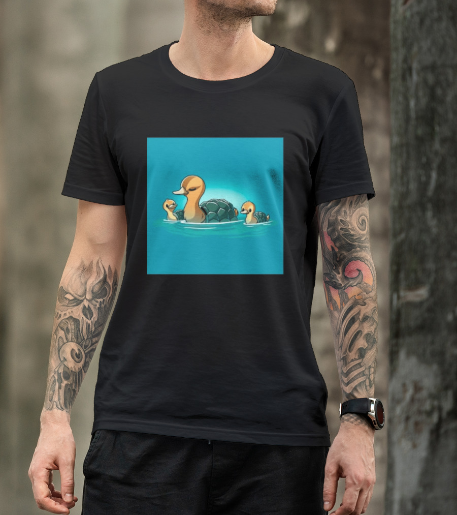 Turtle Ducks Swimming Cute Playful Hybrid Creatures T-Shirt