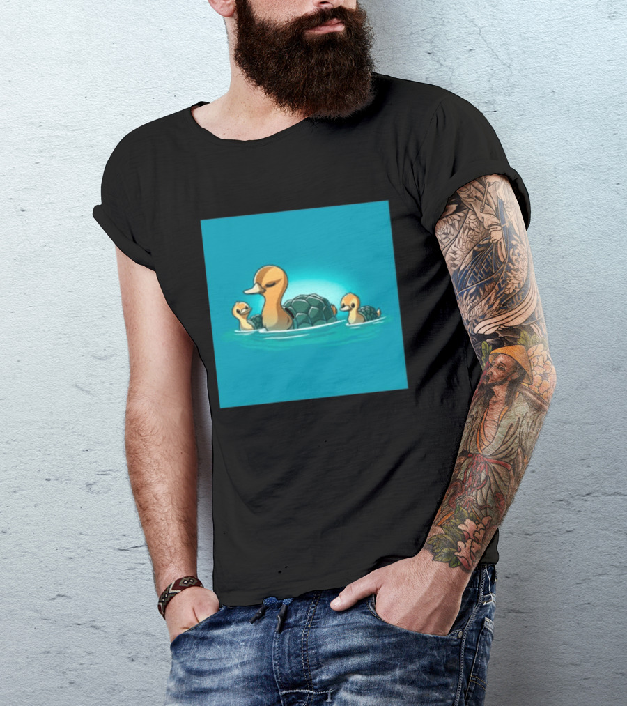 Turtle Ducks Swimming Cute Playful Hybrid Creatures T-Shirt
