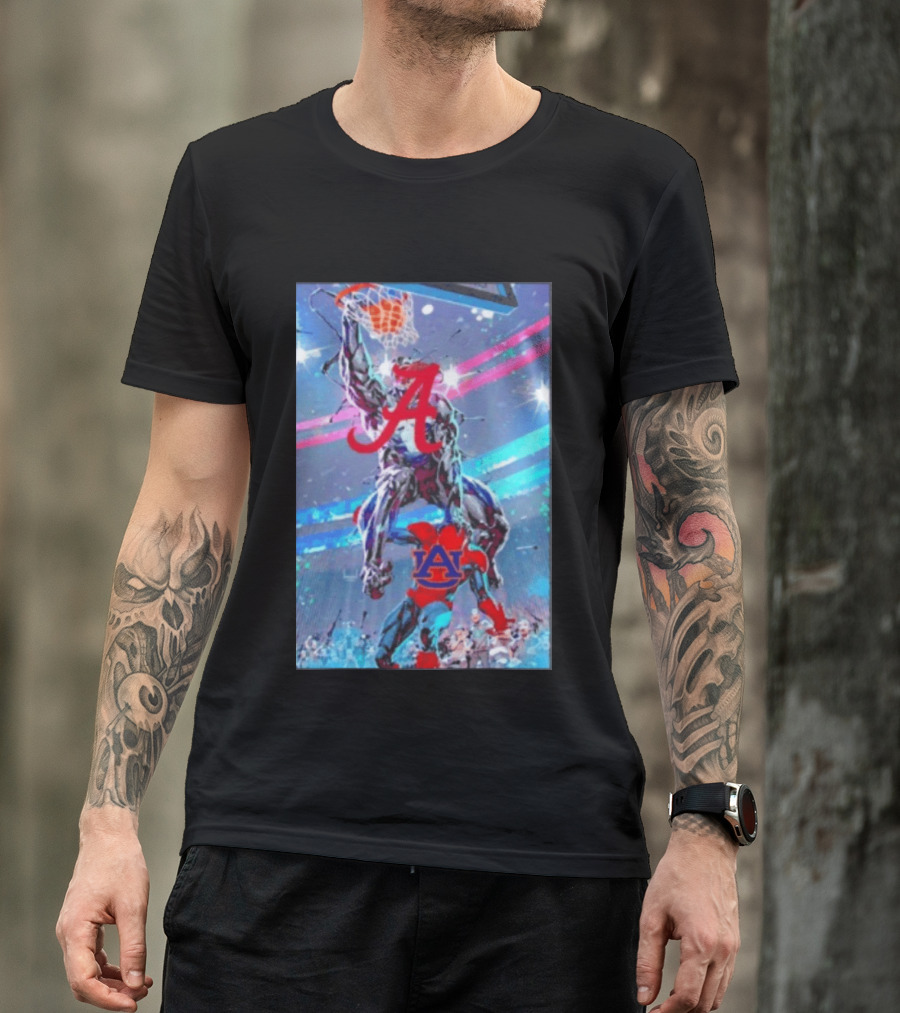 Alabama Crimson Tide Venom Dunking On Auburn Tigers Spider Basketball Rivalry T-Shirt