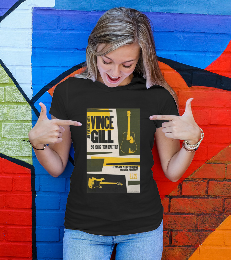 An Evening With Vince Gill 50 Years From Home Tour Ryman Auditorium Nashville August 7 2026 T-Shirt