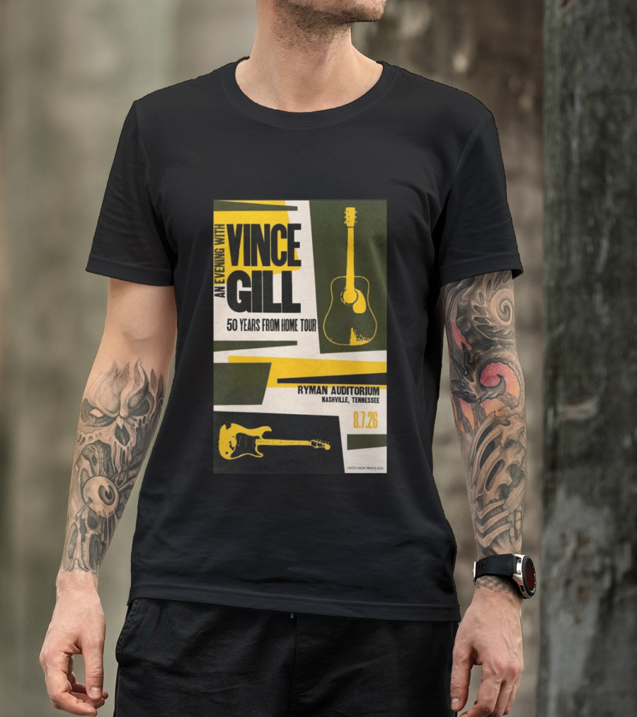 An Evening With Vince Gill 50 Years From Home Tour Ryman Auditorium Nashville August 7 2026 T-Shirt