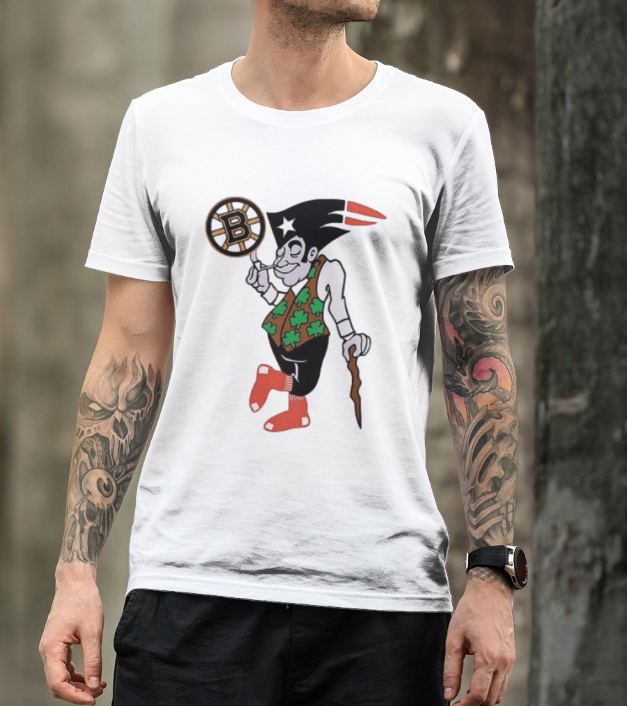 Boston All Sport Team Vintage Mascot With Clover And Cane T-Shirt