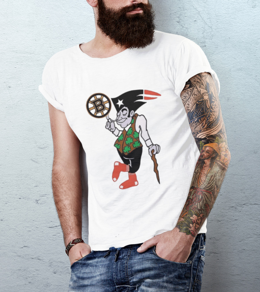 Boston All Sport Team Vintage Mascot With Clover And Cane T-Shirt