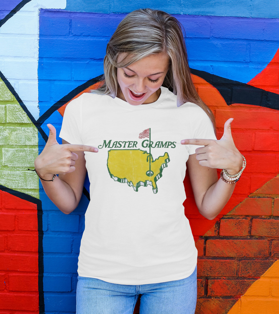 Master Gramps Golfing USA Flag Map T-Shirt