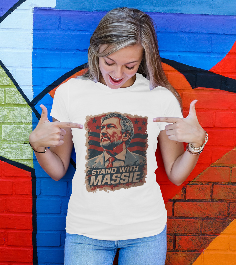 Stand With Massie Patriotic Political Artwork With Stars And Stripes T-Shirt
