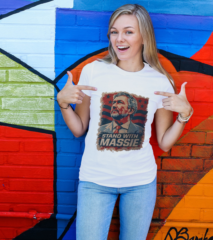 Stand With Massie Patriotic Political Artwork With Stars And Stripes T-Shirt